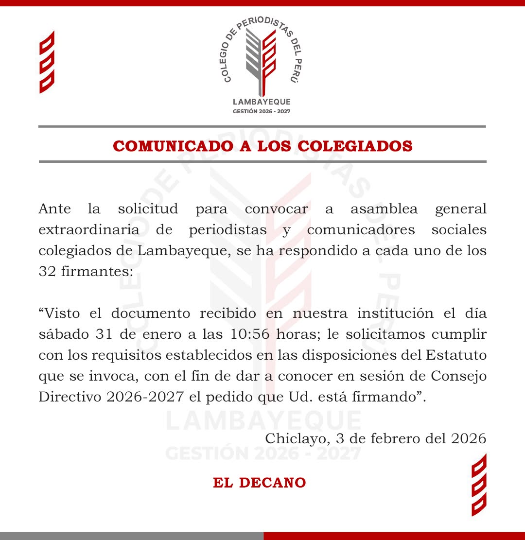Comunicado a los colegiados