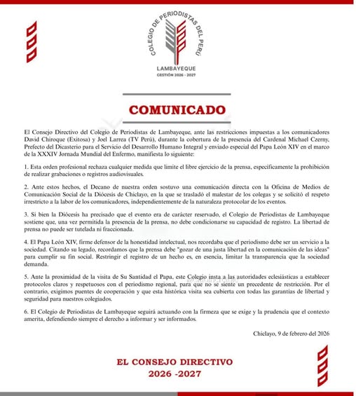 Comunicado sobre la libertad de expresión
